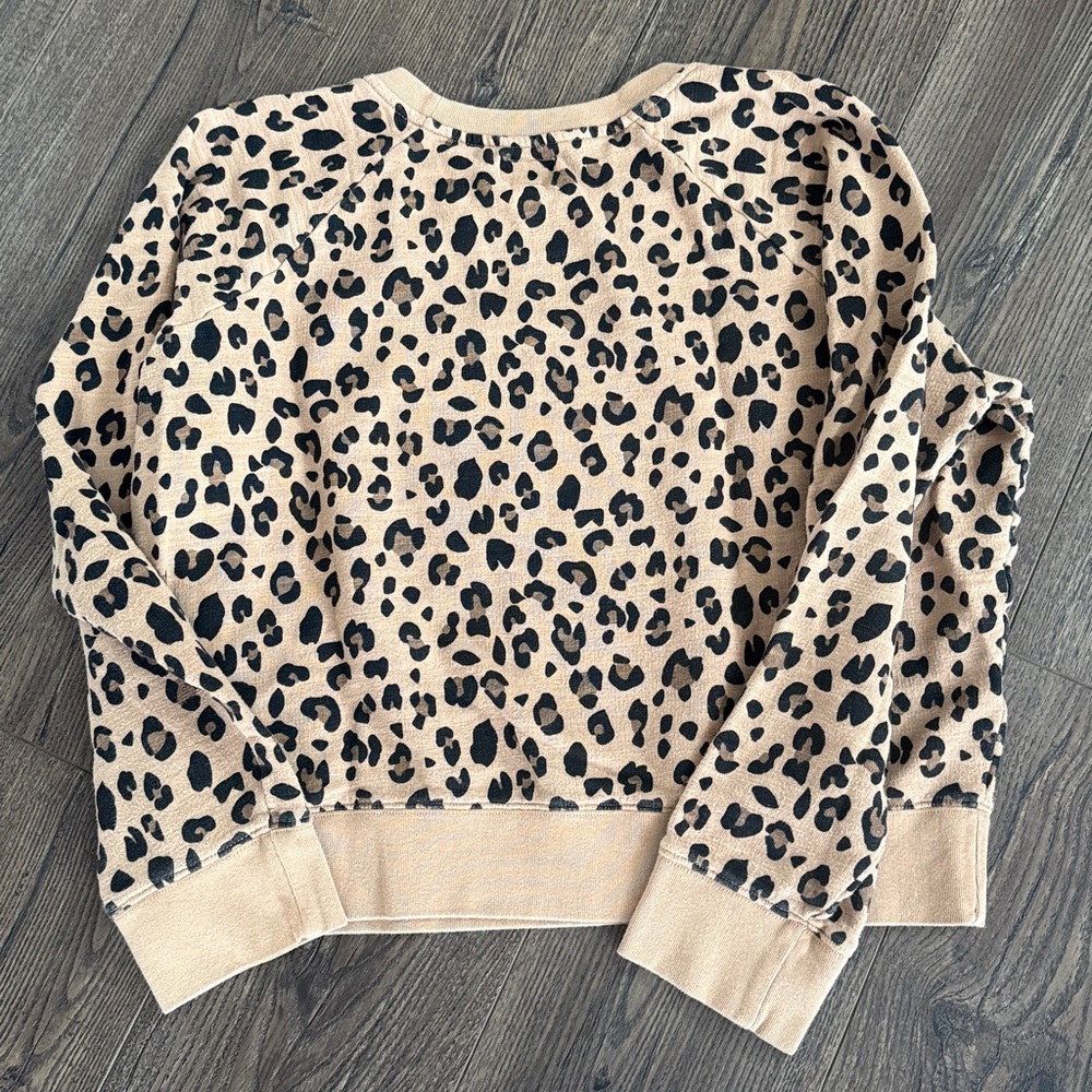 J. Crew vintage fleece cheetah print crewneck cropped Large - Picture 4 of 5